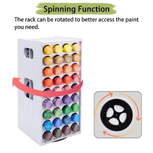 SANFURNEY Craft Paint Storage Rack, 72 Holes Spinning Paint Storage Tower, Vertical Paint Organizer Holder Stand for Apple Barrel, Folkart -2oz Craft Paints