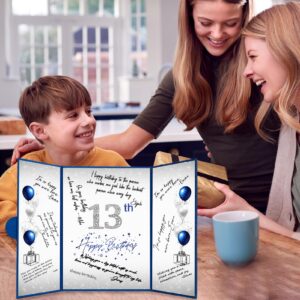 Crenics 13th Birthday Decorations for Boy or Girls, Creative 13th Birthday Guest Book Alternative, Blue and Silver 13 Birthday Signature Book 18 x 12 inch, Great 13 Birthday Gifts