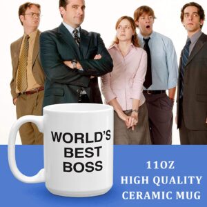 Worlds Best Boss Mug, The Office Coffee Mug, Office Decor, Gift for Office Fans Boss Coworkers or Friends 11oz