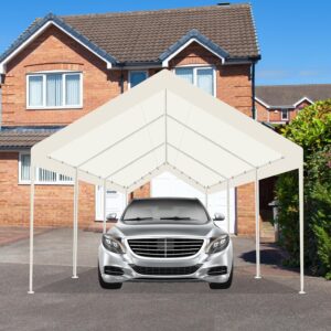 Carport Canopy 10' x 20' Outdoor Carport with Ball Bungees 600D Oxford Tearproof Replacement Canopy Tent Top Garage Shelter Cover Waterproof & UV Protection，Not Included Frame 22pound Heavy