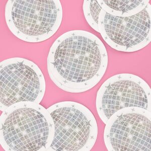 xo, Fetti Disco Ball Napkins - 3-ply, 25 pcs Shimmer Iridescent | Last Disco Bachelorette Decorations, Groovy Retro Birthday Party Supplies, NYE Tableware, 70s Baby Shower, Space Cowboy