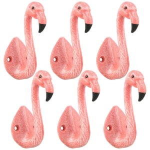 yaocom 6 pcs cast iron flamingo wall hook pink flamingo cast iron wall hooks flamingo wall mount coat hooks for coats, aprons, hats, towels