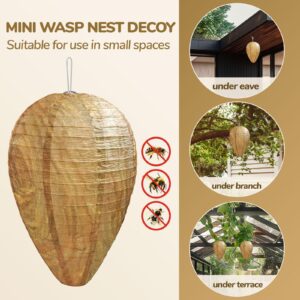 DECYOOL 4 Pack Mini Size Paper Wasp Nest Decoy Hanging Fake Wasp Nest for Wasps Hornets Yellow Jackets