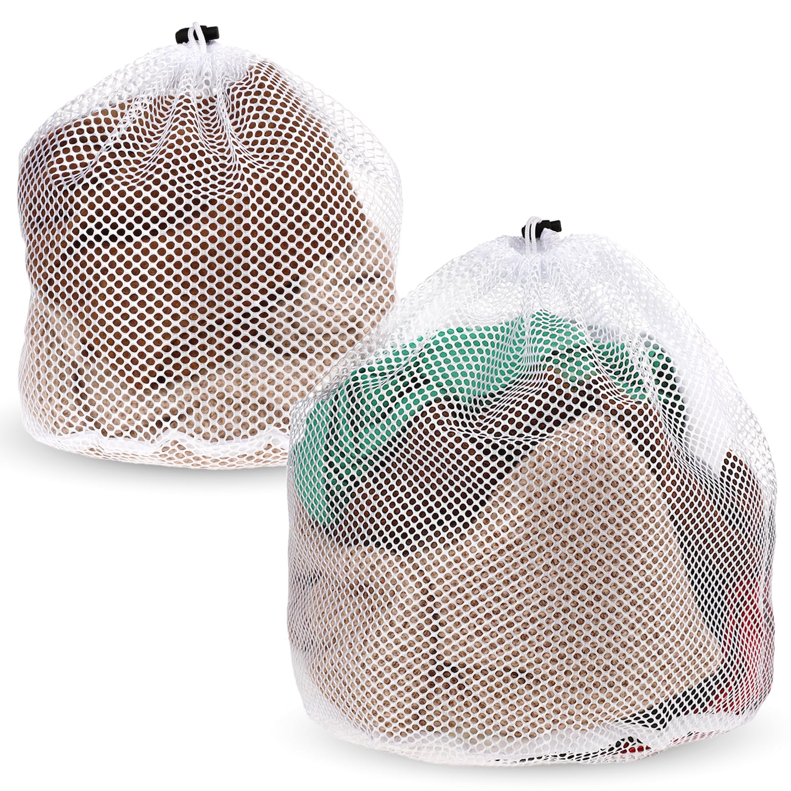 Giantree Pack of 2 Mesh Laundry Bags for Socks, White Laundry Nets with Drawstring Reusable Laundry Bag Underwear Laundry Bag for Home Dorm Hotel Travel Use (White Coarse Mesh)