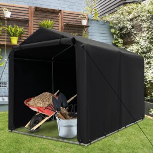 Tangkula 7x5.2Ft Portable Shed, Outdoor Storage Shelter with Waterproof Cover & Roll-up Zipper Door, Heavy Duty Portable Storage Tents for Outside, Bikes, Garden Tools, Motorcycles