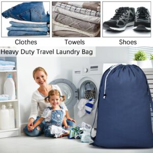 Wovnet 2 Pcs Extra Large Laundry Bag with Straps 24 x 32 Inch Polyester Cotton Laundry Backpack Heavy Duty Hamper Bag Collapsible Large Dirty Clothes Bag for College Travel Dorm Camping