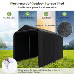 Goplus Portable Shed, 7 x 5.2 x 5.4Ft Storage Tent Shelter w/Roll-Up Zipper Door, Steel Frame, Waterproof Cover, Wind Rope & Ground Stake, Outdoor Storage Shed for Outside Motorcycles Garden Tools