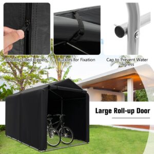 Tangkula 7x5.2Ft Portable Shed, Outdoor Storage Shelter with Waterproof Cover & Roll-up Zipper Door, Heavy Duty Portable Storage Tents for Outside, Bikes, Garden Tools, Motorcycles