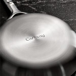 Caraway Stainless Steel Fry Pan (2.7 qt, 10.5") - 5-Ply Stainless Steel Pan - Oven Safe & Stovetop Agnostic - Non Toxic, PTFE & PFOA Free