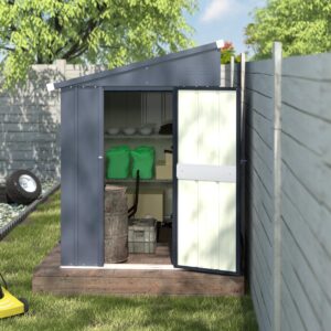 MUPATER Outdoor Storage Shed 4x8 ft, Garden Tool Storage Shed House, Metal Shed Kit for Backyard Lawn with Door and Lock, Grey