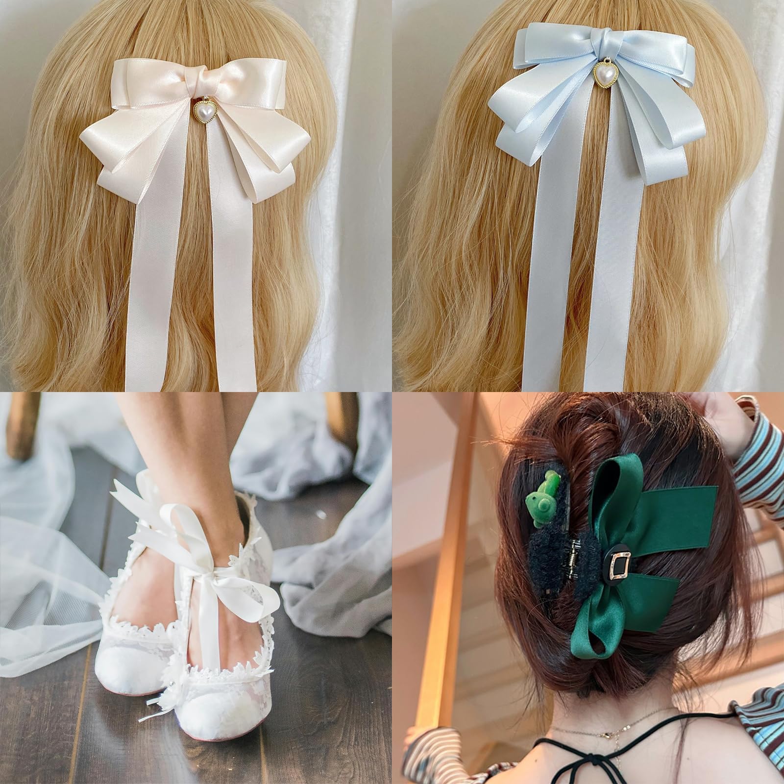 LEEQE Double Face White Satin Ribbon 7/8 inch X 25 Yards Polyester White Ribbon for Gift Wrapping Very Suitable for Weddings Party Hair Bow Invitation Decorations