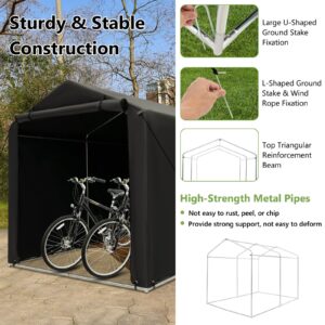 Goplus Portable Shed, 7 x 5.2 x 5.4Ft Storage Tent Shelter w/Roll-Up Zipper Door, Steel Frame, Waterproof Cover, Wind Rope & Ground Stake, Outdoor Storage Shed for Outside Motorcycles Garden Tools