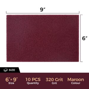 S SATC 6" x 9" Maroon General Purpose Scuff Pads,10 Pack Automotive Scotch Brite Pads for Scuffing,Scouring,Sanding,Paint Primer Prep Adhesion Scratch for Automotive Restoration,Handicrafts…