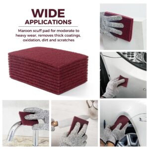 S SATC 6" x 9" Maroon General Purpose Scuff Pads,10 Pack Automotive Scotch Brite Pads for Scuffing,Scouring,Sanding,Paint Primer Prep Adhesion Scratch for Automotive Restoration,Handicrafts…