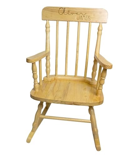 My Bambino Childrens Personalized Rocking Chair Natural Wood Engraved with Toddler Name Baby Gift