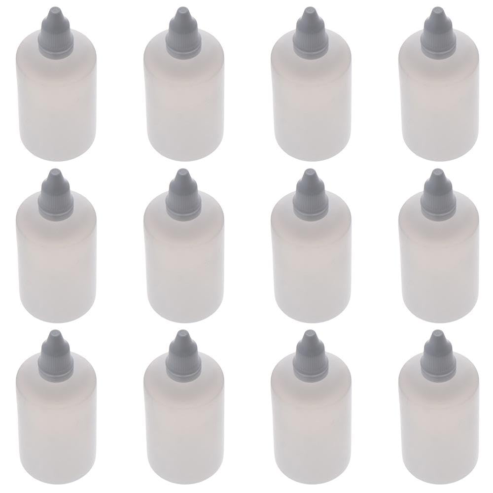 SHUATI 12Pcs Squeeze Drop Bottles, Squeezable Plastic Dropper Bottles, 50ml Transparent Seal Storage, Refillable Eye Liquid Empty Containers