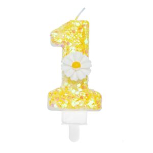 birthday candle 1, yellow flower number 1 candle for cake theme party supplies