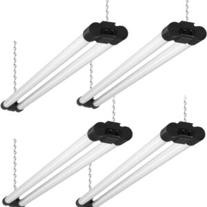 VEVOR 4 Pack LED Shop Light, 4 FT, 40W Linkable Shop Light Fixture, 4500 LM Surface & Hanging Mount Ceiling Lights 59 in Power Cords with ON/Off Switch, for Garage Warehouse Home Workkshop and Office