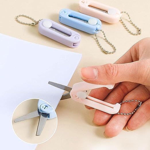 2Pcs Pink Keychain Scissors,Folding Scissors,Safe Portable Travel Scissors,Foldable Telescopic Cutter Pocket,Mini Scissor with Keychain for Cutting, Scrapbooking Crafting, Cutting Tools