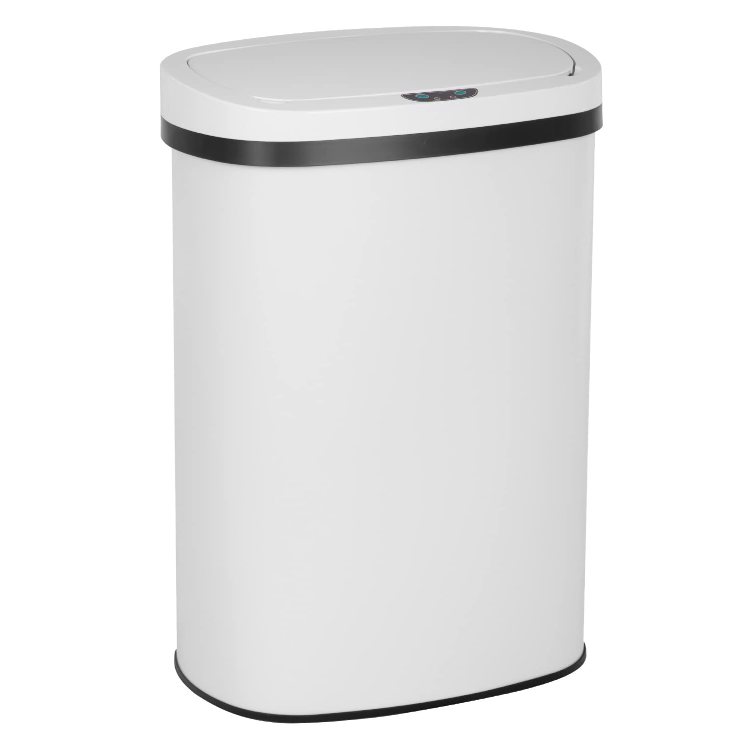 24/7 Shop at Home Freeway 13 Gallon Metal Household Trash Can Motion Sensor Lid for Kitchen, White