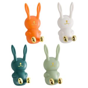 4pcs adorable rabbit nail hook decorative hooks wall mounted hooks kids clothes hanger wall mount coat rack self adhesive hooks animal wall hooks cartoon key holder for wall