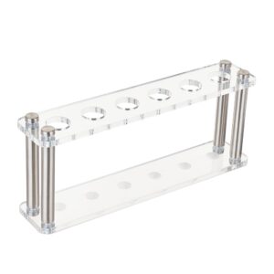 olycraft 6 sockets clear acrylic test tube rack test tube display stands acrylic centrifuge tube rack glass holder rack transparent test tube holder for test tube chemistry laboratory 9.5x2x3.6 inch