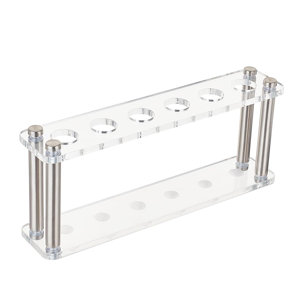 OLYCRAFT 6 Sockets Clear Acrylic Test Tube Rack Test Tube Display Stands Acrylic Centrifuge Tube Rack Glass Holder Rack Transparent Test Tube Holder for Test Tube Chemistry Laboratory 9.5x2x3.6 inch