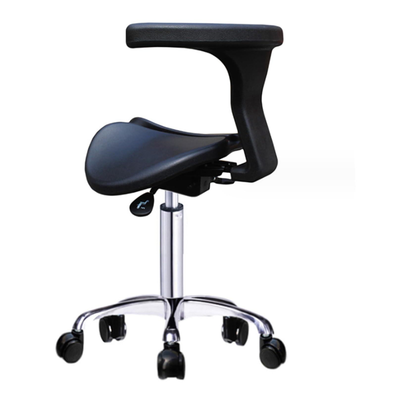 SFKLYU Ergonomic Saddle Stool Adjustable Saddle Stool Ddental Stool Rolling Chair with Armrests for Home Office Dental Salon Shop,M