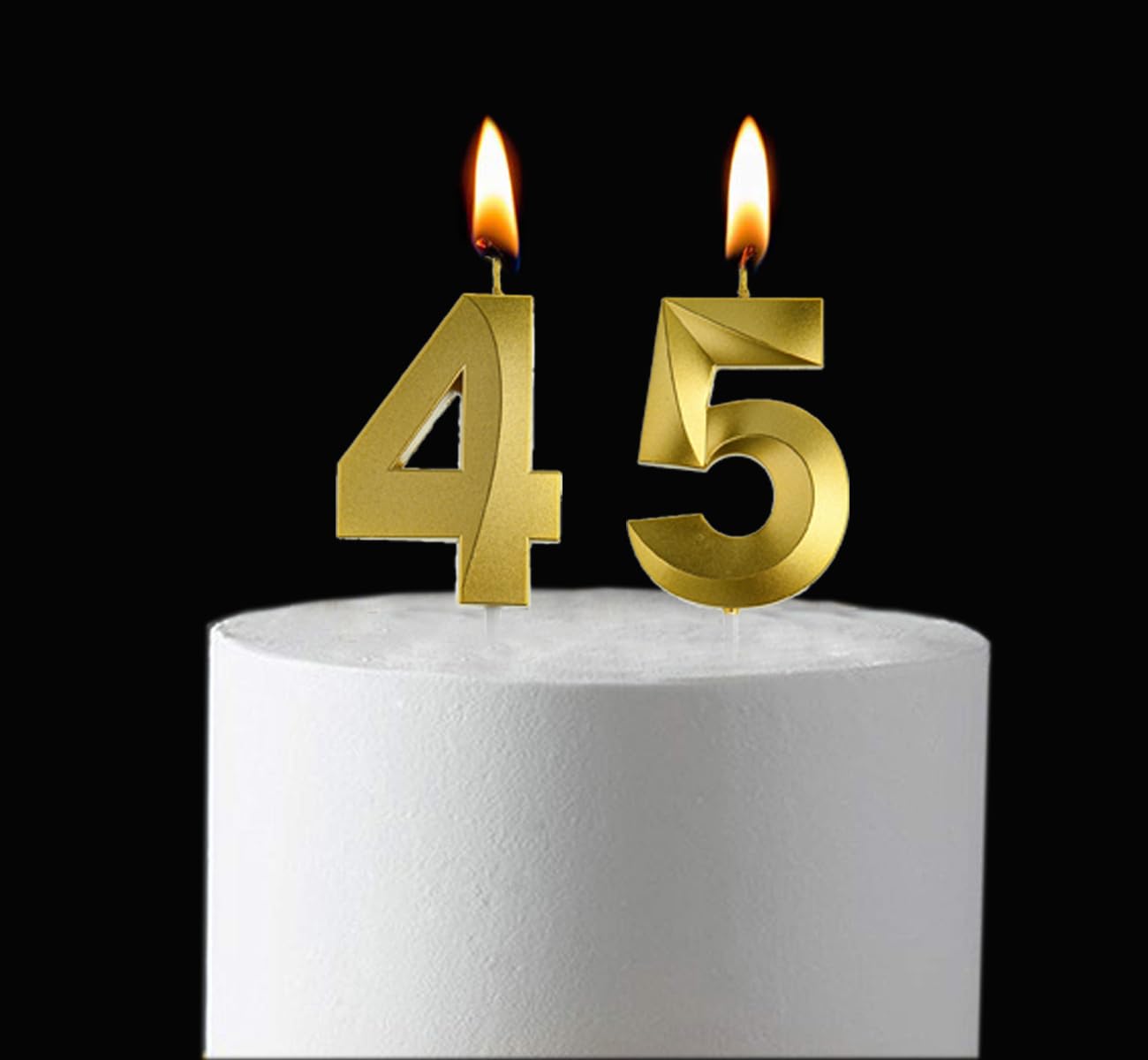 Gold 45 & 54 Birthday Candles, 45th & 54th Cake Toppers for Birthday Party Decorations, 45 Cake Candles for Men or Women