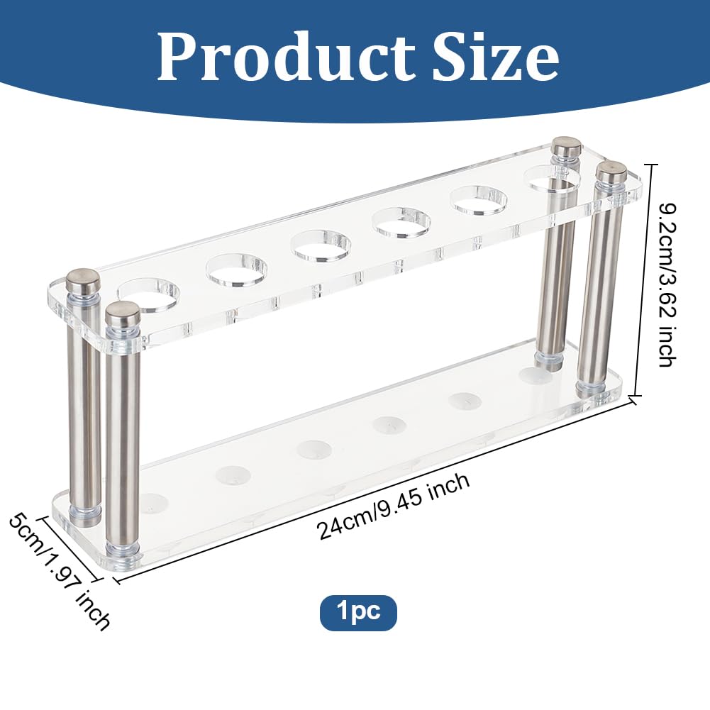 OLYCRAFT 6 Sockets Clear Acrylic Test Tube Rack Test Tube Display Stands Acrylic Centrifuge Tube Rack Glass Holder Rack Transparent Test Tube Holder for Test Tube Chemistry Laboratory 9.5x2x3.6 inch