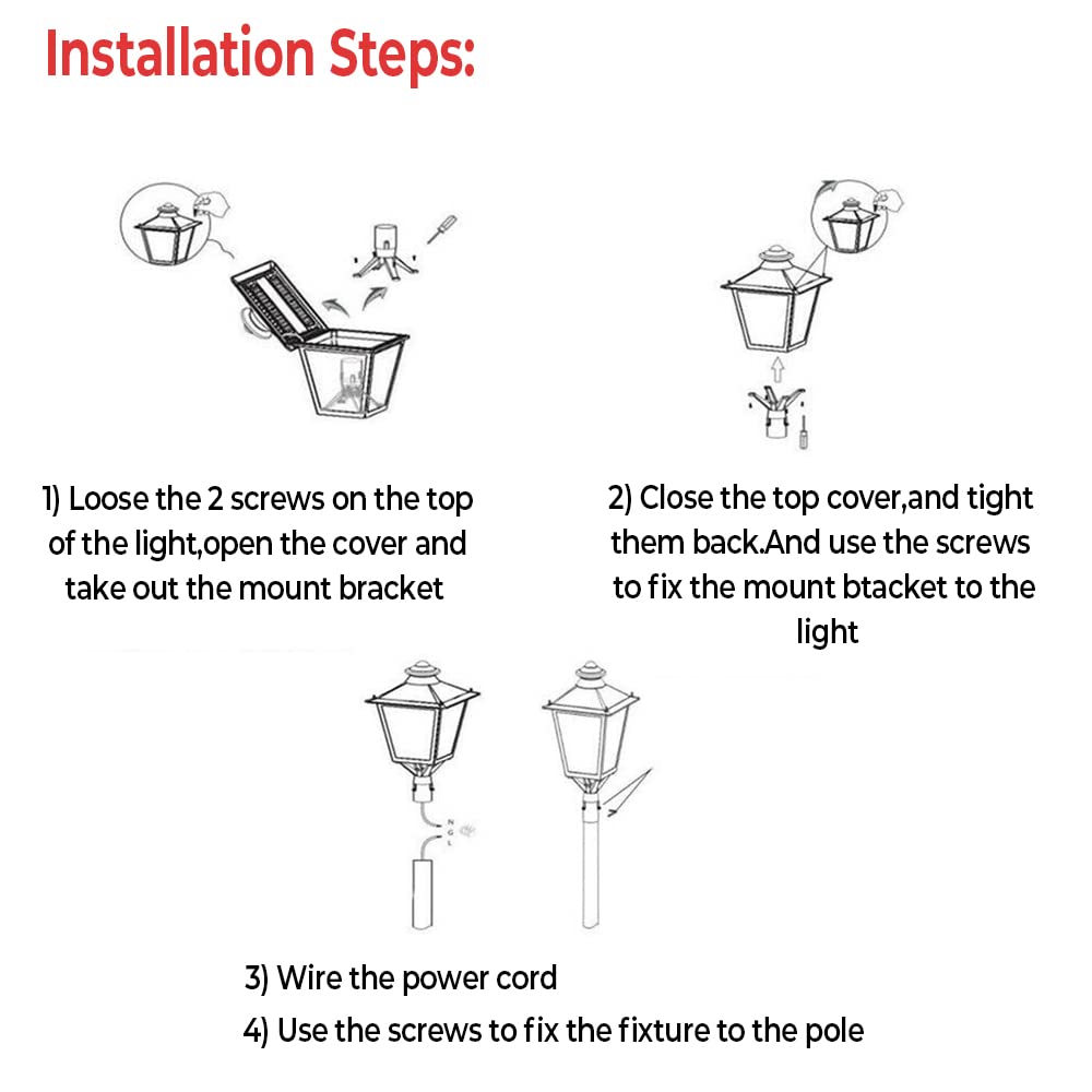 LED Top Pole Parking Lot Light, Commercial Area Street Lights AC100-277V, 30W-50W-100W Power Tunable,3000K-4000K-5000K CCT Color Tunable, IP65 Waterproof LED Post Top Lmap