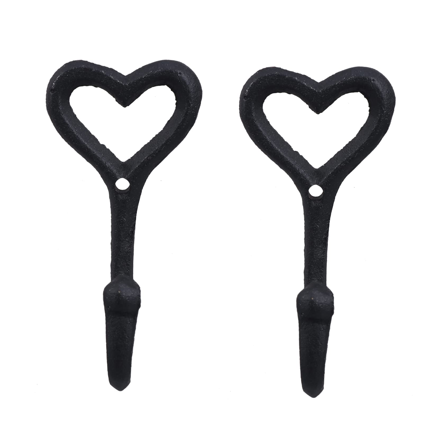 BUGUUYO 2Pcs Heart Wall Hooks Iron Decorative Coat Hooks for Hanging Coats Jackets and Accessories Stylish Wall Mounted Hooks for Home Decor and Organization