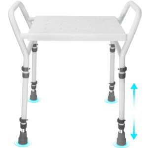 shower chair seat with arm for inside shower - adjustable shower stool with suction feet for seniors, elderly, handicap & disabled-adjustable support shower bench