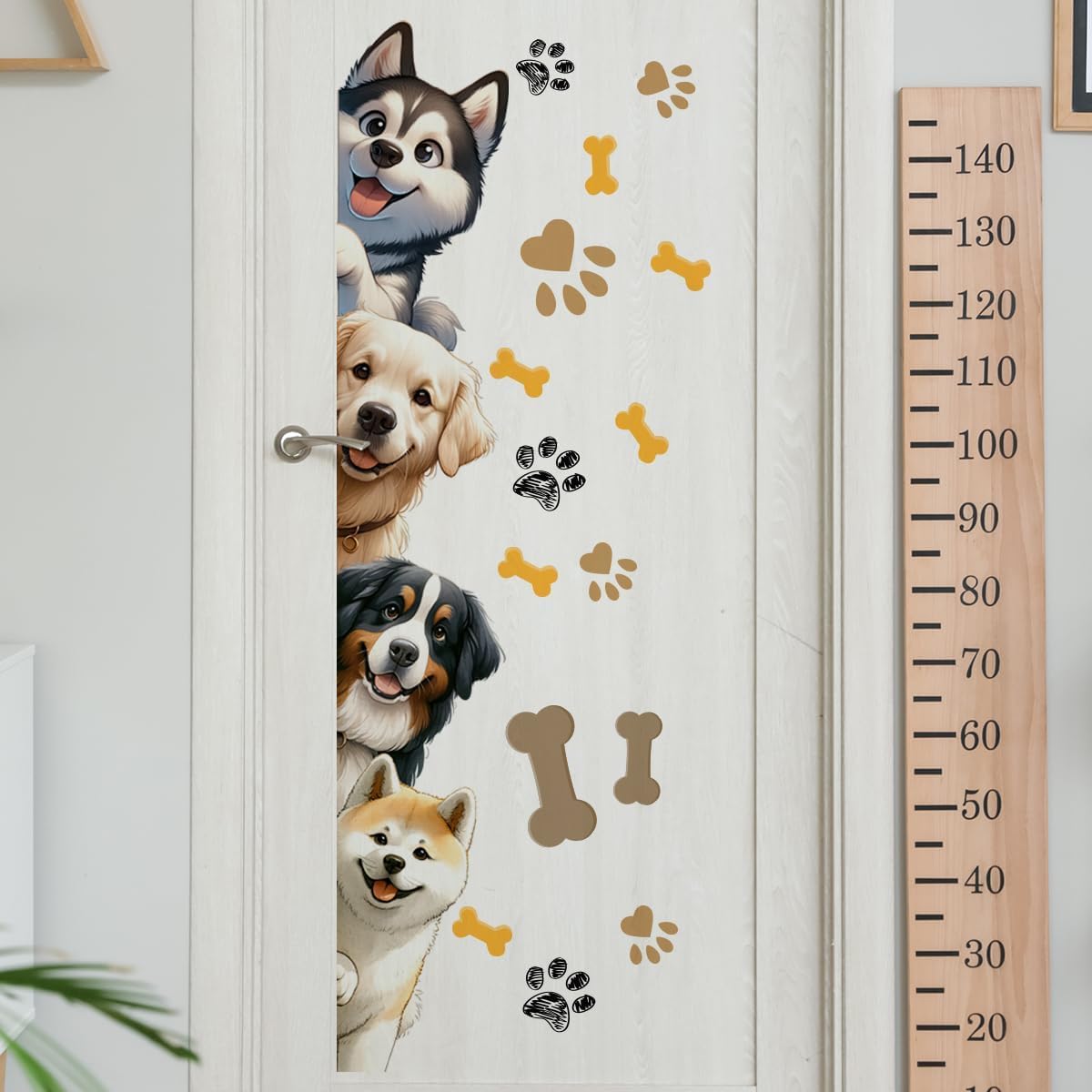 44.9 X 9.8 Inch Dog Door Decals Cartoon Animal Wall Sticker Dog Wall Decals for Kids Baby Nursery Playroom Bedroom Classroom Kindergarten Door Decor