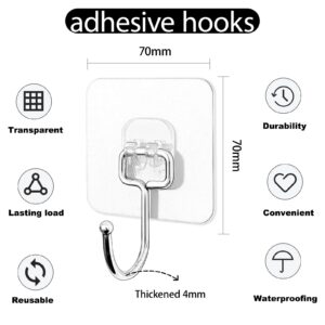 CZBZYMYYY Adhesive Utility Hooks, 18 Pack Wall Hooks for Hanging, Heavy Duty Large Hooks, Waterproof and Rustproof Sticky Hooks for Keys Shower Towel Robe Bathroom Home Kitchen&Office