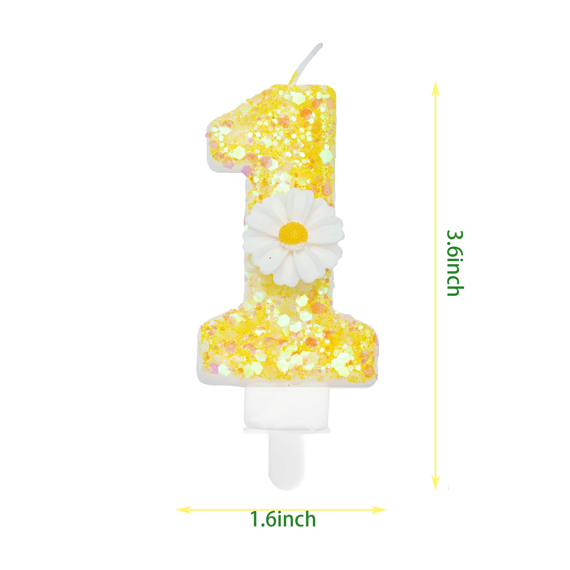 Birthday Candle 1, Yellow Flower Number 1 Candle for Cake Theme Party Supplies