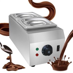 110V Chocolate Tempering Machine, 9 Lbs 2 Tanks Chocolate Melting Pot with TEMP Control，1000W Stainless Steel Electric Commercial Food Warmer For Chocolate/Milk/Cream Melting and Heating