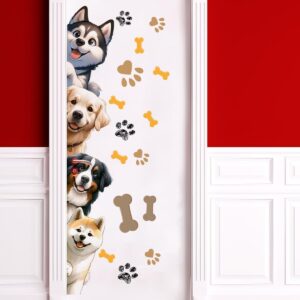 44.9 X 9.8 Inch Dog Door Decals Cartoon Animal Wall Sticker Dog Wall Decals for Kids Baby Nursery Playroom Bedroom Classroom Kindergarten Door Decor