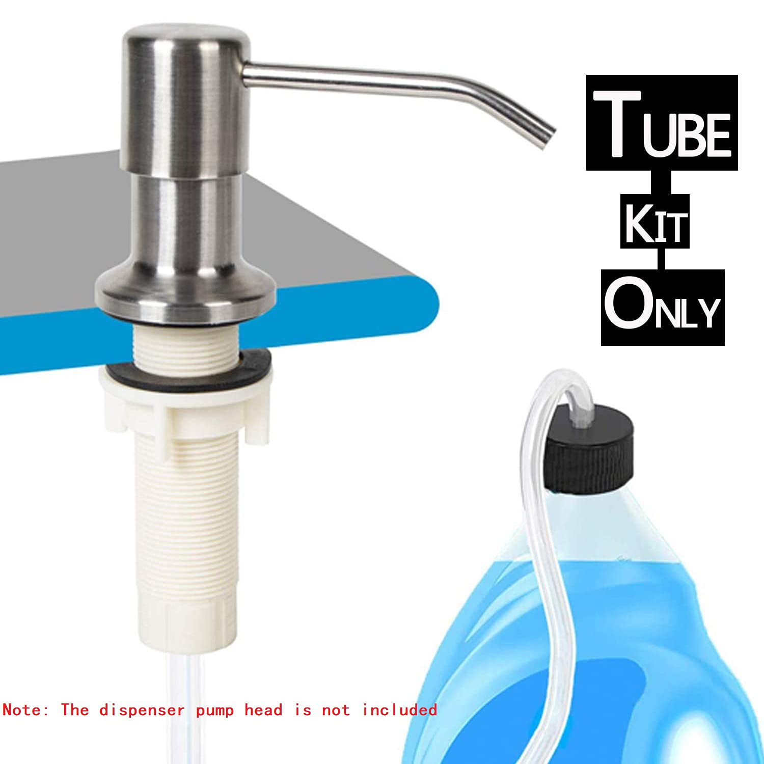 Geynutaly Sink Soap Dispenser Extension Tube Kit 45Inch with Check Valve, No Need to Fill The Little Bottle Again