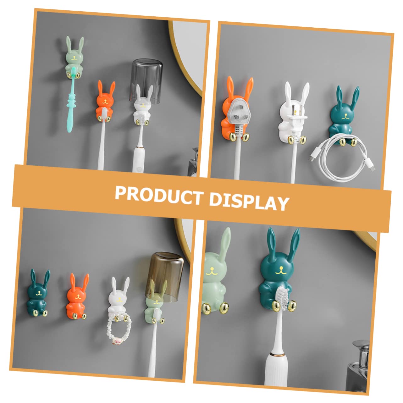 4pcs Adorable Rabbit Nail Hook Decorative Hooks Wall Mounted Hooks Kids Clothes Hanger Wall Mount Coat Rack Self Adhesive Hooks Animal Wall Hooks Cartoon Key Holder for Wall