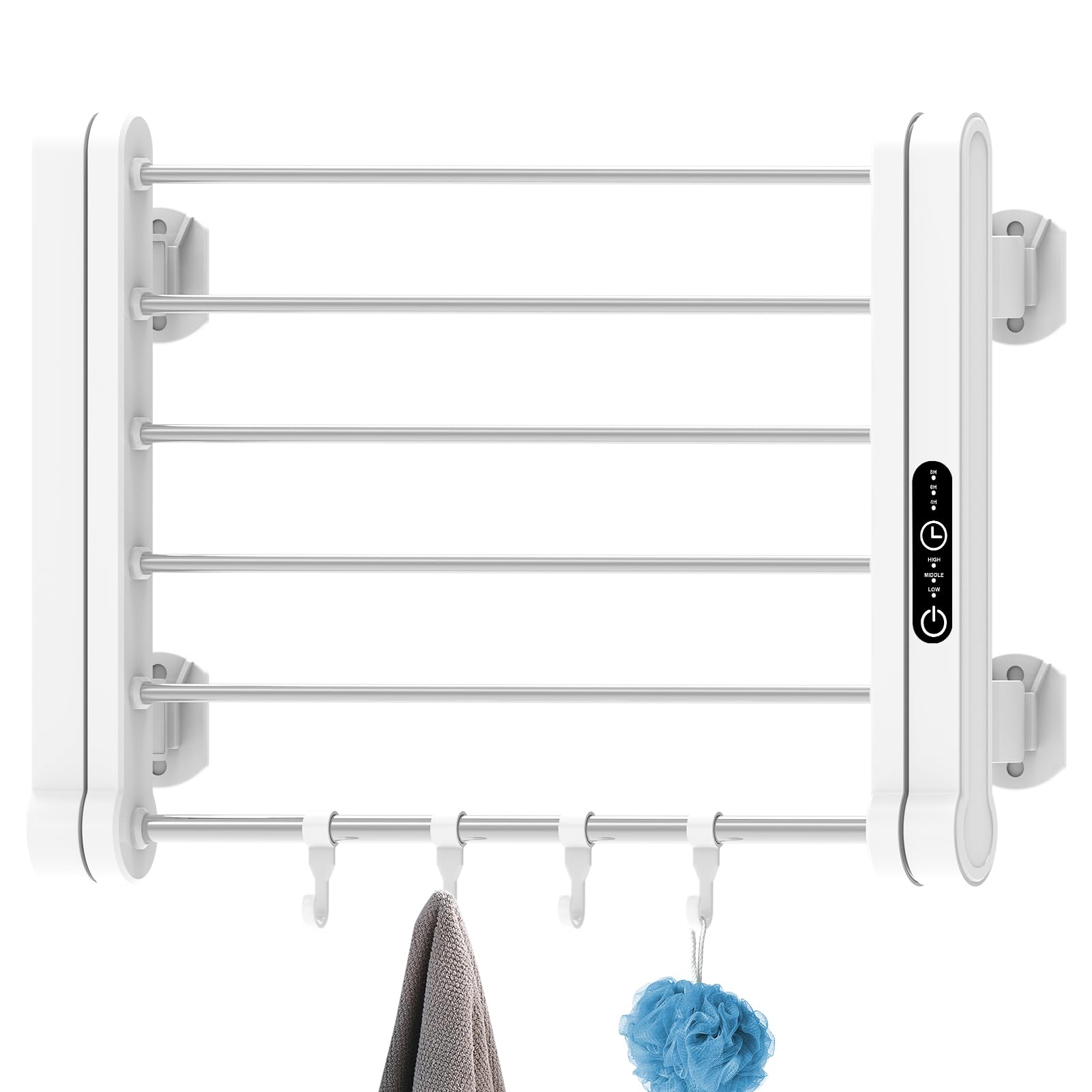 Keltne Heated Towel Rack for Bathroom, 17" x 4.3" x 13", Electric Towel Warmer Rack Wall Mounted or Adhesive, Timer and Temperature Control Drying Towel Rack Holder for Bath