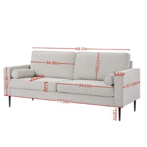 YSJZYBF 78" Sofa 3-Seater Sofa Couch Modern Sofa Couch for Living Room Apartment Lounge, White Chenille