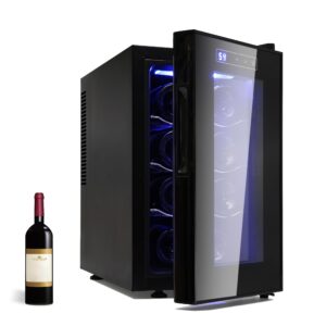 geveelife wine cooler refrigerator, 8 bottle wine fridge small, freestanding with digital temperature control mini wine fridge, wine cellar for red, white, champagne