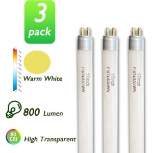 17'' T4 16W Warm White Fluorescent Bulb Replacement Furnlite FC-952 Light,Westek 20125 - FA200WBC,16 Watt 120V Linear 3000K FC-953,G5 Base (3 Pack)