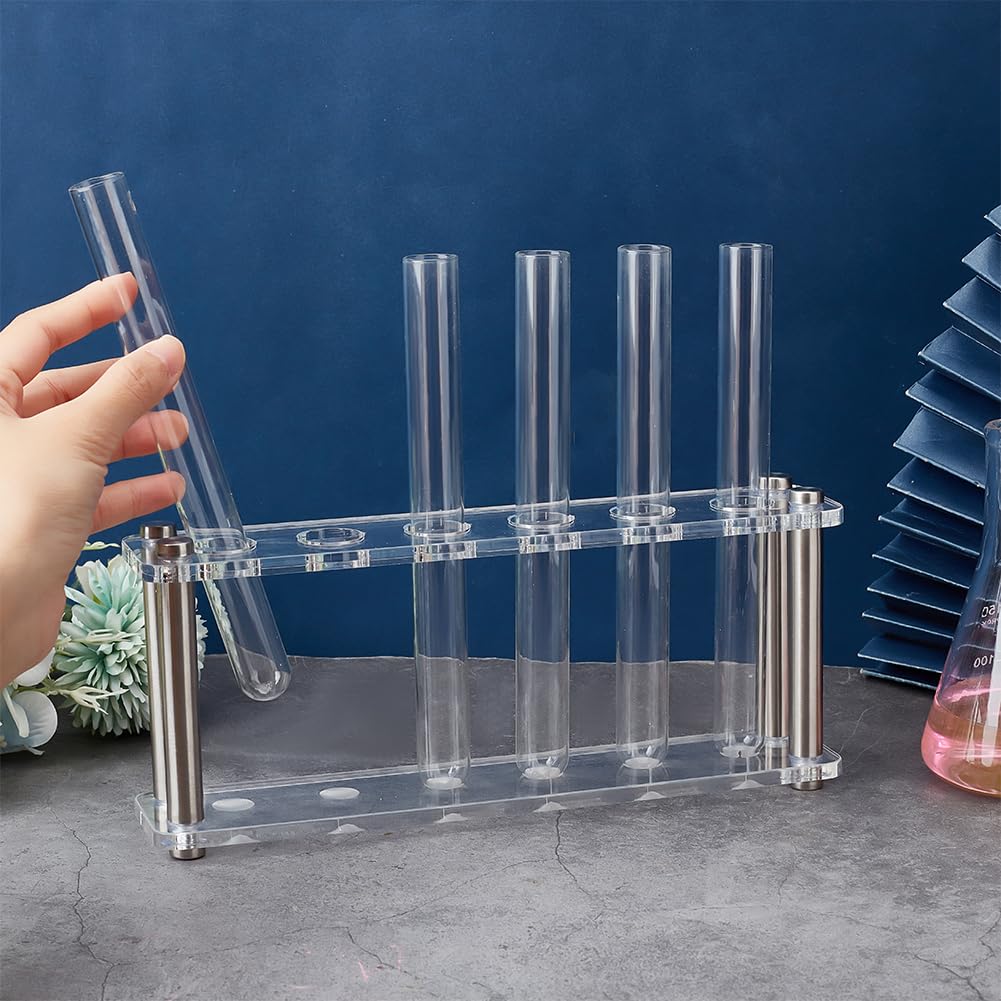 OLYCRAFT 6 Sockets Clear Acrylic Test Tube Rack Test Tube Display Stands Acrylic Centrifuge Tube Rack Glass Holder Rack Transparent Test Tube Holder for Test Tube Chemistry Laboratory 9.5x2x3.6 inch