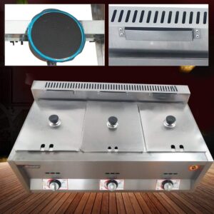 3-Pan Commercial Food Warmer, 3 x 6L Propane/NG Gas Fryer Catering Food Warmer Steam Table Stainless Steel Countertop Food Warmers for Parties Catering Restaurants Buffet (3-Pan)