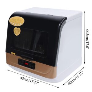 Portable Mini Dishwasher Countertop with 4 Washing Programs 75°C Hot Air Drying Compact Tabletop Dishwasher for Kitchen, Camping & RVs 110V 800W (Hookup Needed)