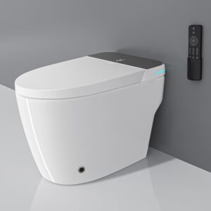 auto open/close lid smart toilet bidet with built-in tank, auto flush & wash, elongated heated seat, adjustable water temperature, and led light (1.28gpf)