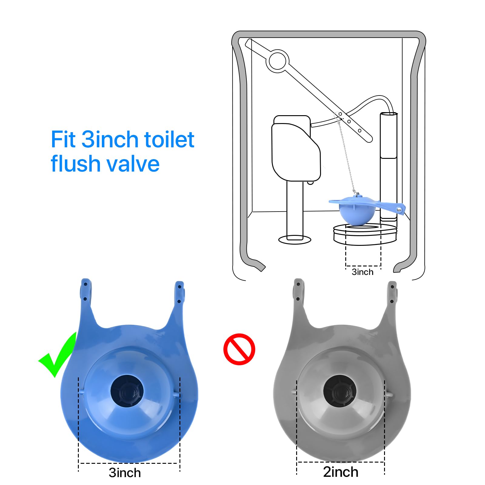 QILIYINI Toilet Flapper 3 Inch Compatible with Gerber 99-788, Rubber Toilet Flush Valve Replacement Kit Fits Most Toilets High Performance Water Saving, Easy to Install, Pack of 2