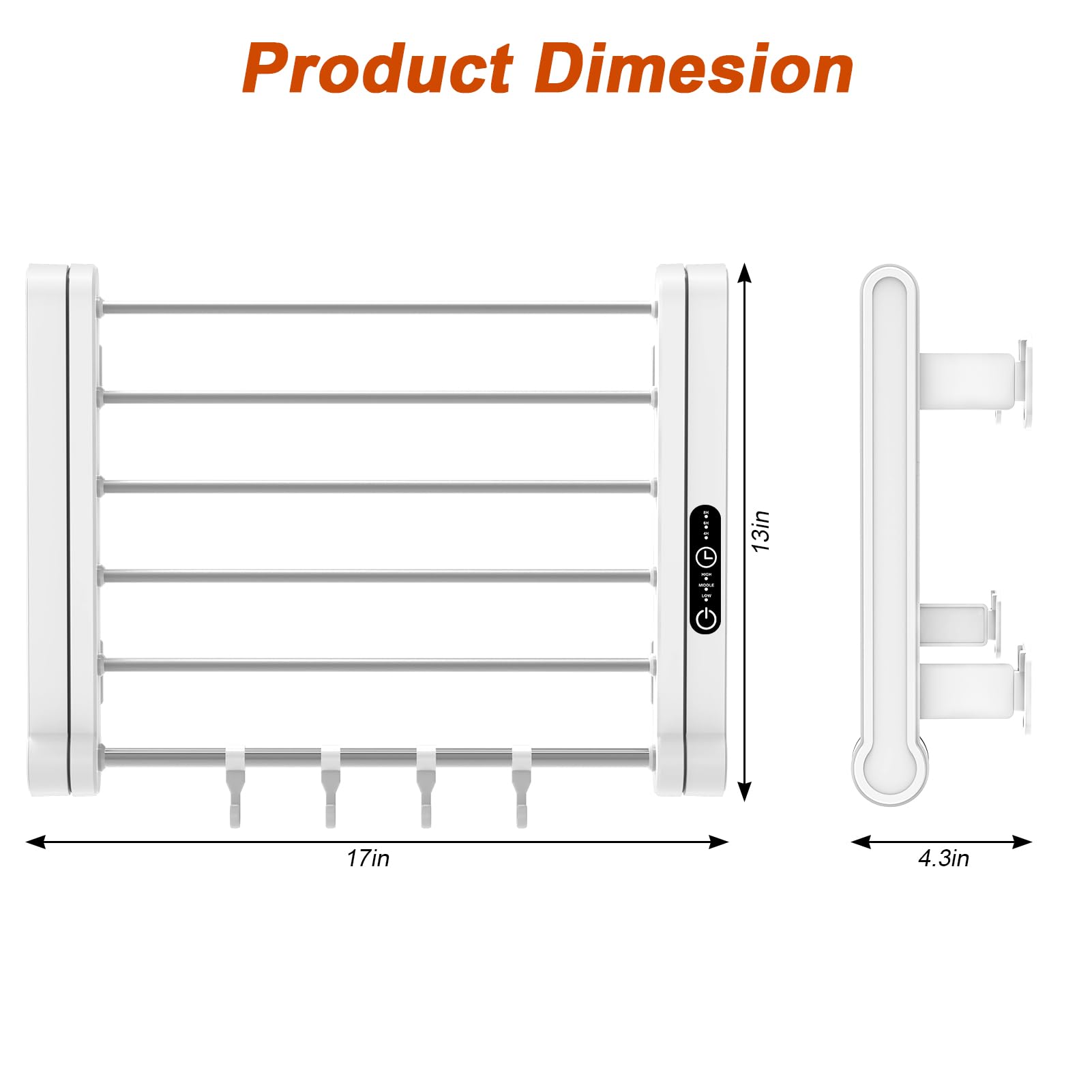 Keltne Heated Towel Rack for Bathroom, 17" x 4.3" x 13", Electric Towel Warmer Rack Wall Mounted or Adhesive, Timer and Temperature Control Drying Towel Rack Holder for Bath